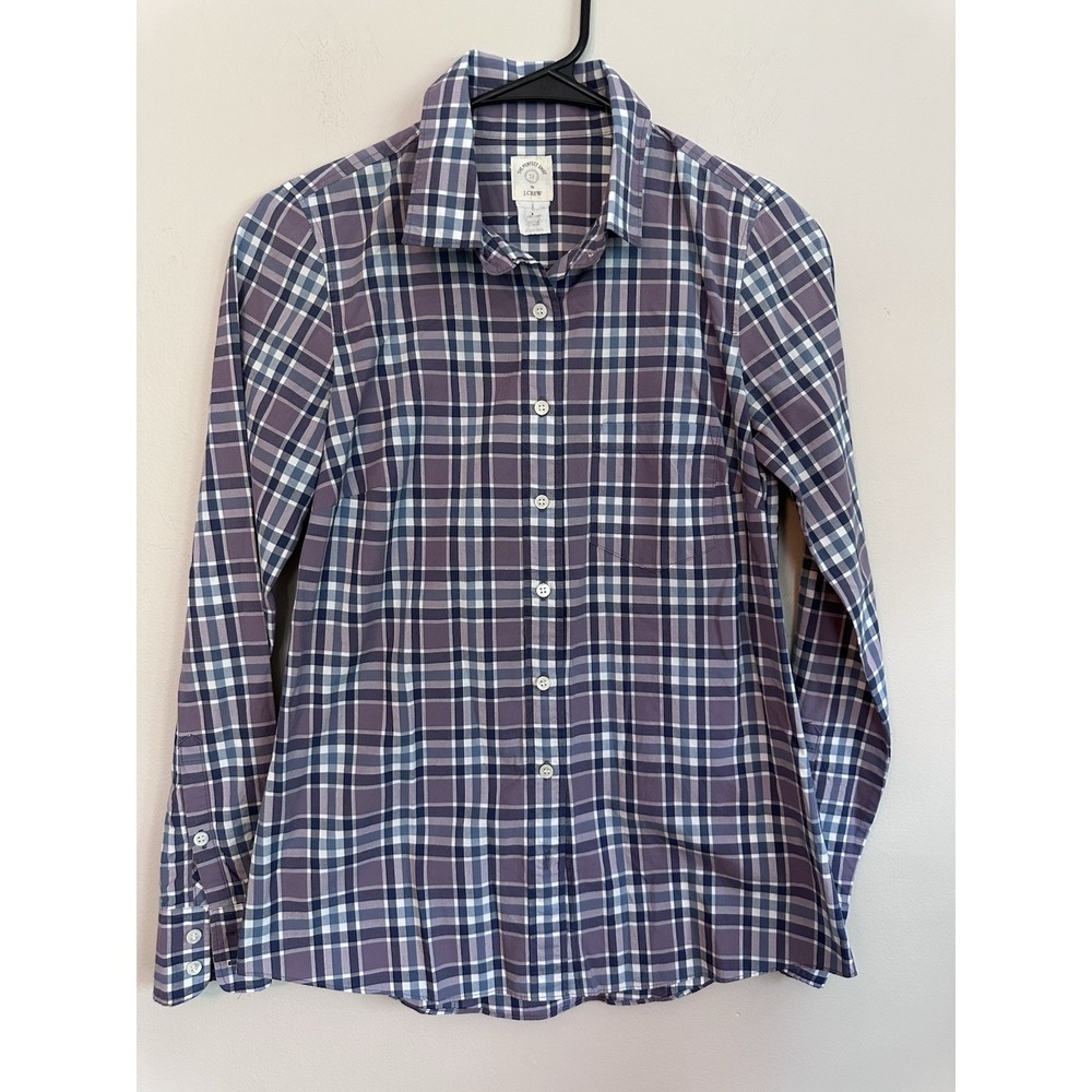 Womens J.Crew "The Perfect Shirt" 100% Cotton Plaid Button Down Shirt XS/SMALL‎
